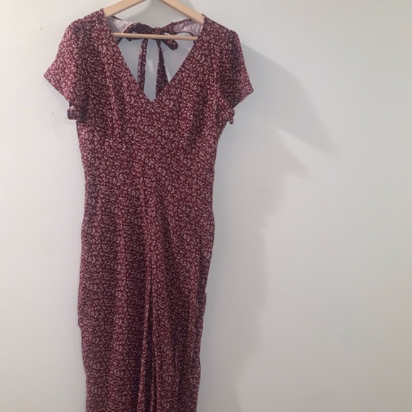 Abercrombie & Fitch Pants - Abercrombie and Fitch Burgundy and Floral Jumpsuit